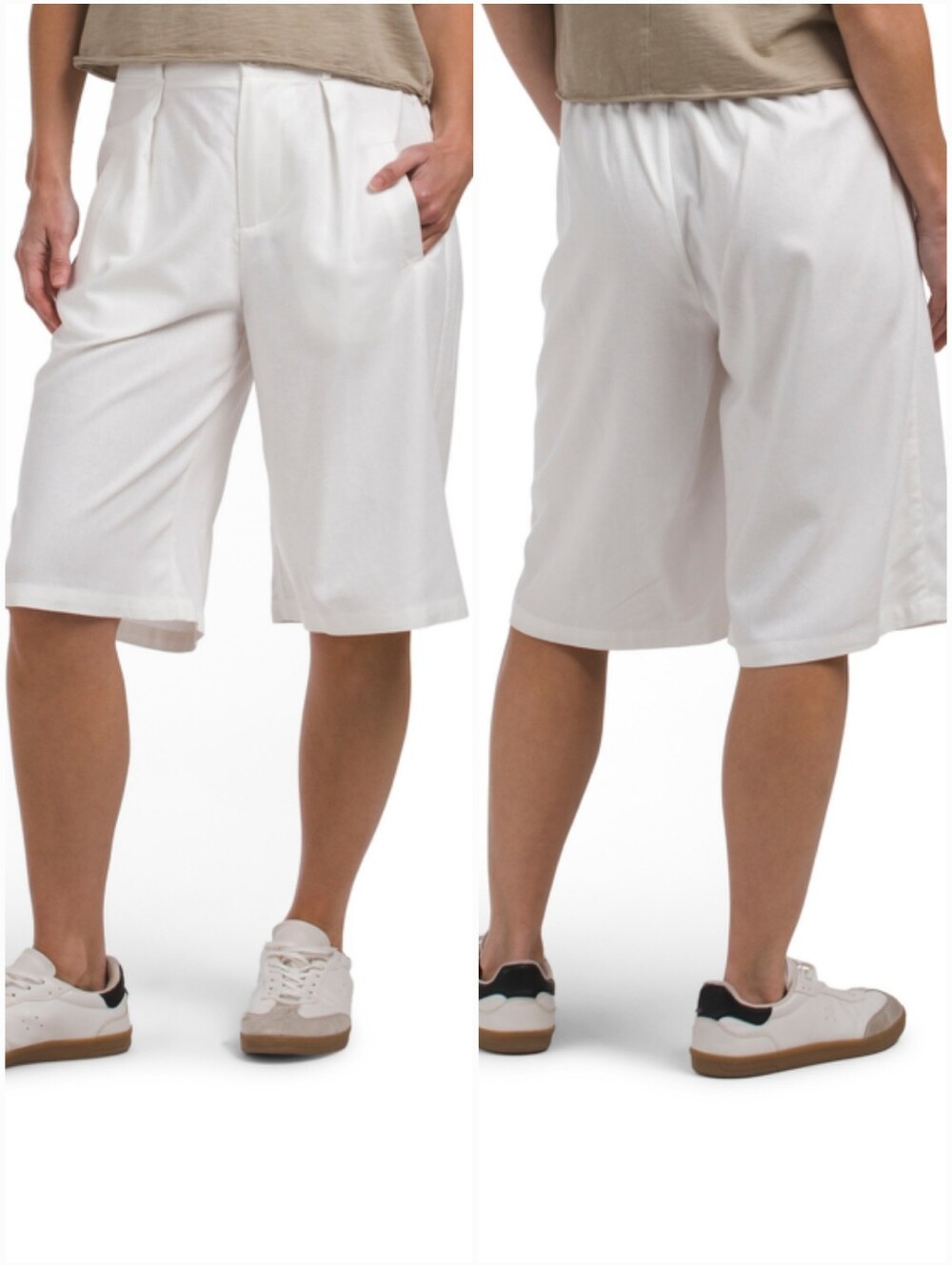 NWT WDNY White Linen Blend Bermuda Shorts